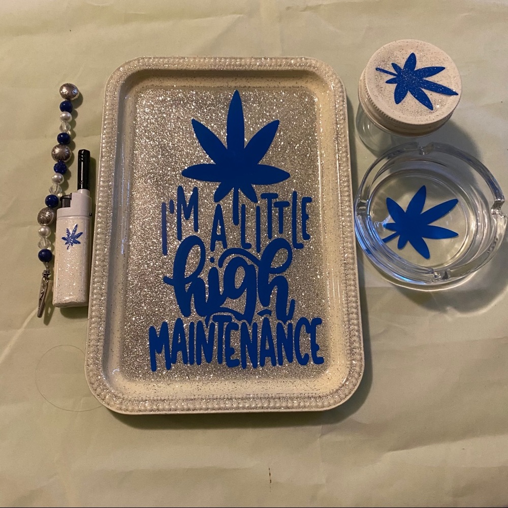 Rolling tray set glitter high maintenance